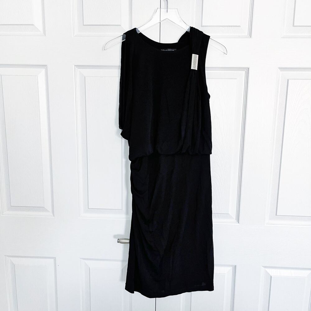 David Meister Black Drapey Bodycon Dress